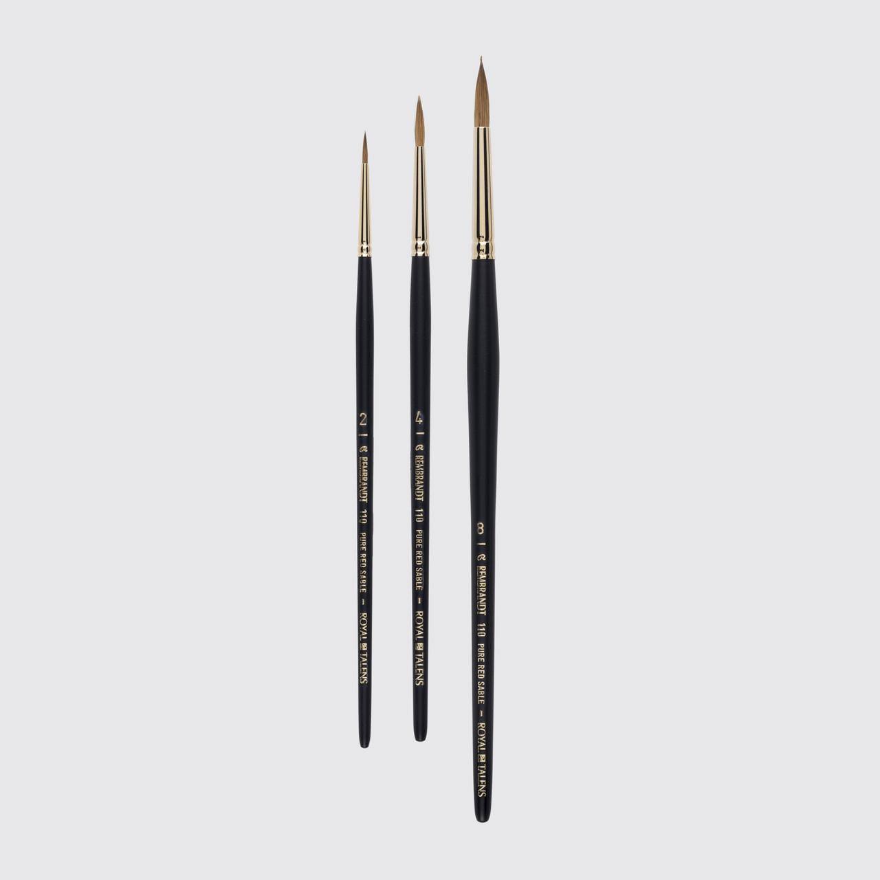 Rembrandt Watercolour Brush Set 3 – Red Sable, Short Handle