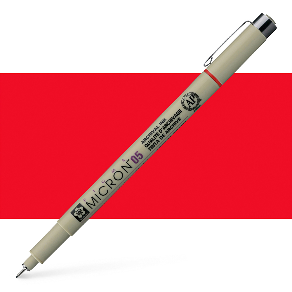 Sakura Pigma Micron 05 Red Pen, 0.45mm, Waterproof, Fade Resistant