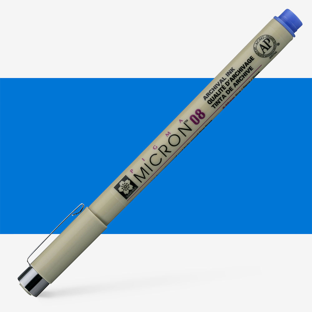 Sakura Pigma Micron 08 Pen 0.5mm Blue Waterproof Pigment Ink