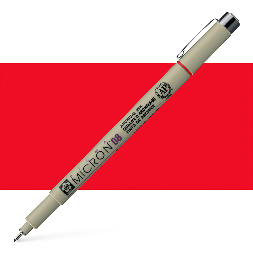Sakura Pigma Micron 08 Red Pen, 0.5mm Waterproof Pigment Ink
