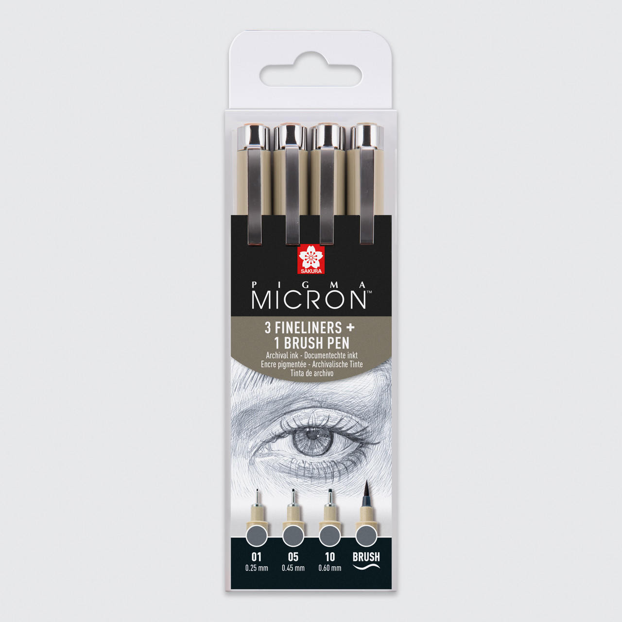 Sakura Pigma Micron Pens Set – Assorted Nib Sizes, Cool Grey