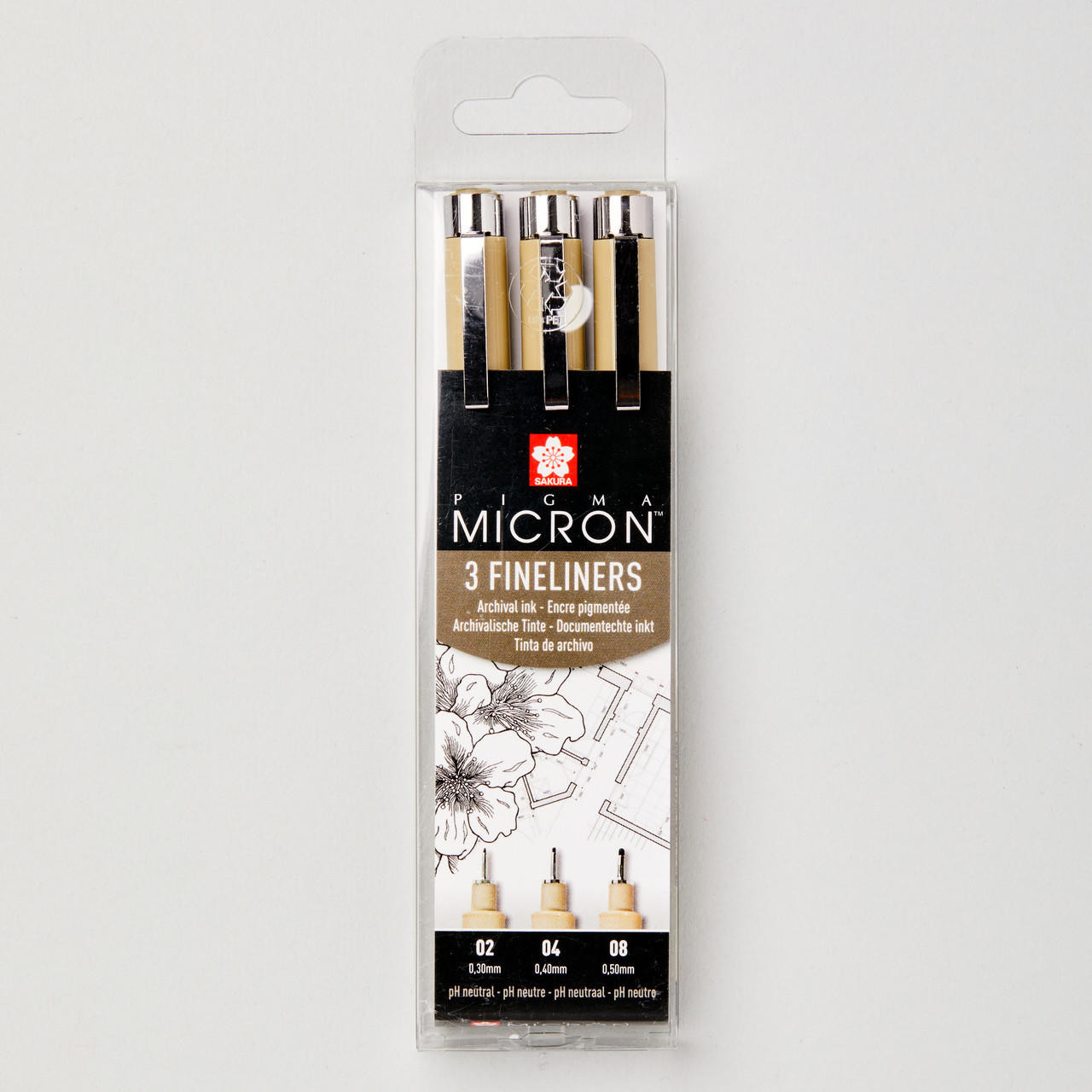 Sakura Pigma Micron Pens Set of 3, Waterproof, 0.3-0.5mm