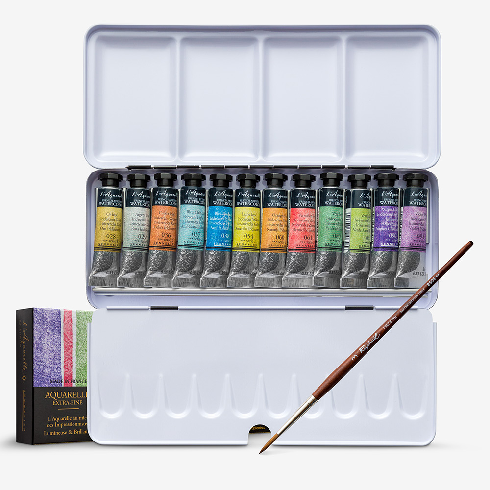 Sennelier Iridescent Watercolour Set, 12 Shades, 10ml Tubes
