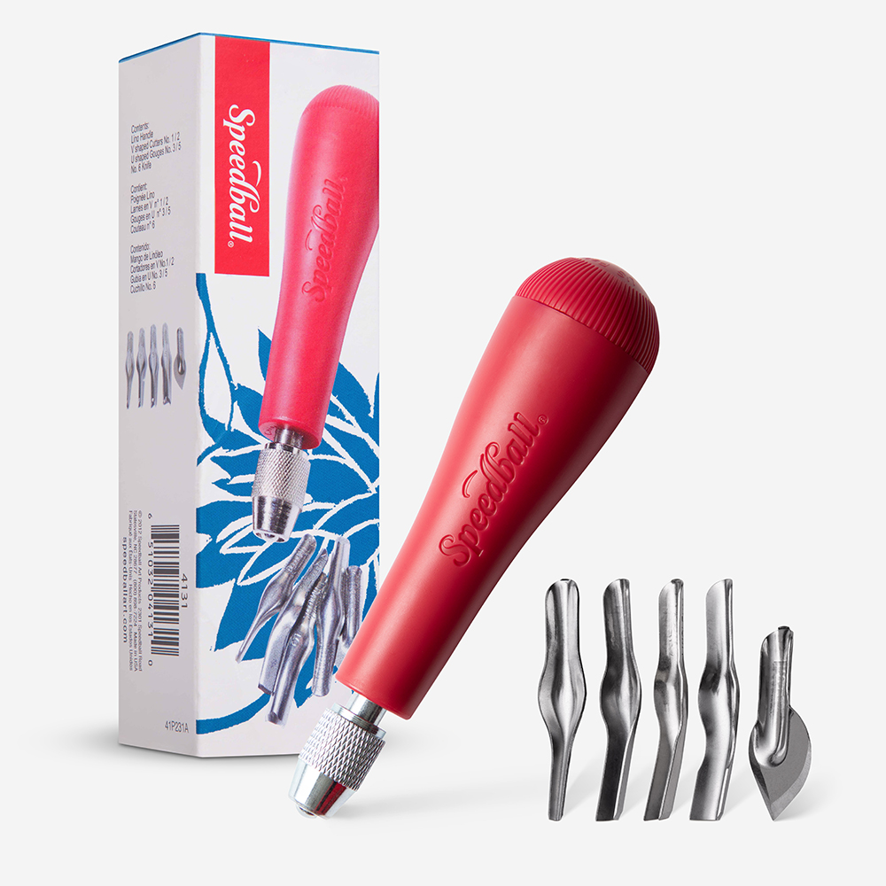 Speedball Lino Cutter Set – 5 Tempered Steel Cutters & Handle