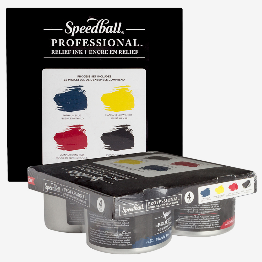 Speedball Professional Relief Ink Set, 4 x 236.5ml, Highly Lightfast