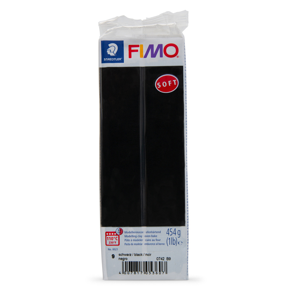 Staedtler Fimo Soft Black Modelling Clay 454g, Oven-Hardening