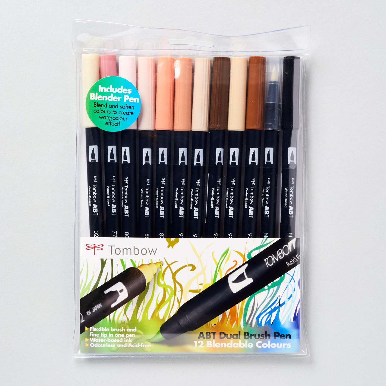 Tombow Dual Brush Pens Skin Tones Set – 12 Odourless Pens