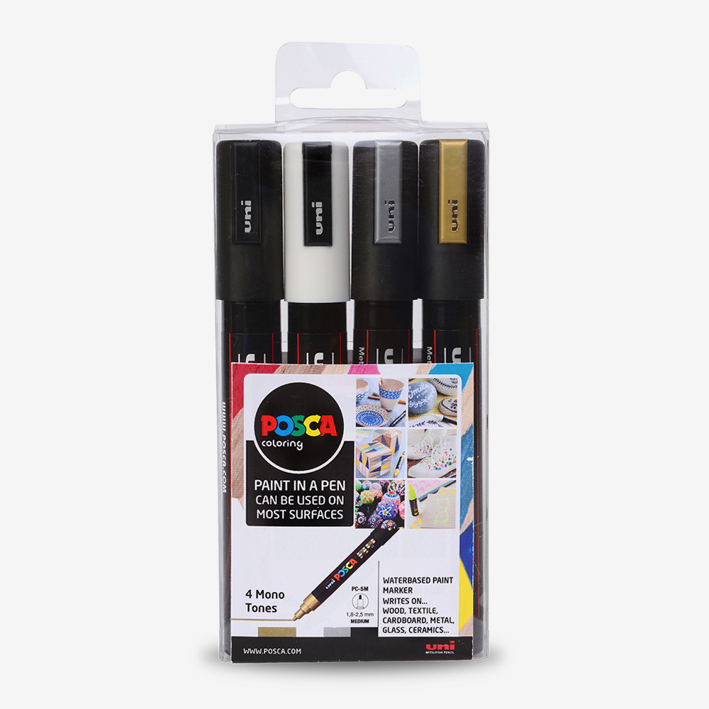 Posca PC-5M Mono Tones Marker Set – 1.8-2.5mm Nib, 4 Colours