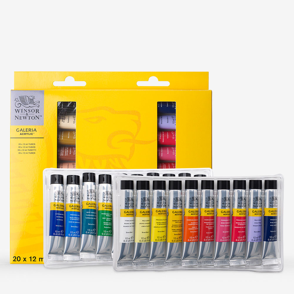 Winsor & Newton 20 Acrylic Paint Set – 12ml, Water-resistant