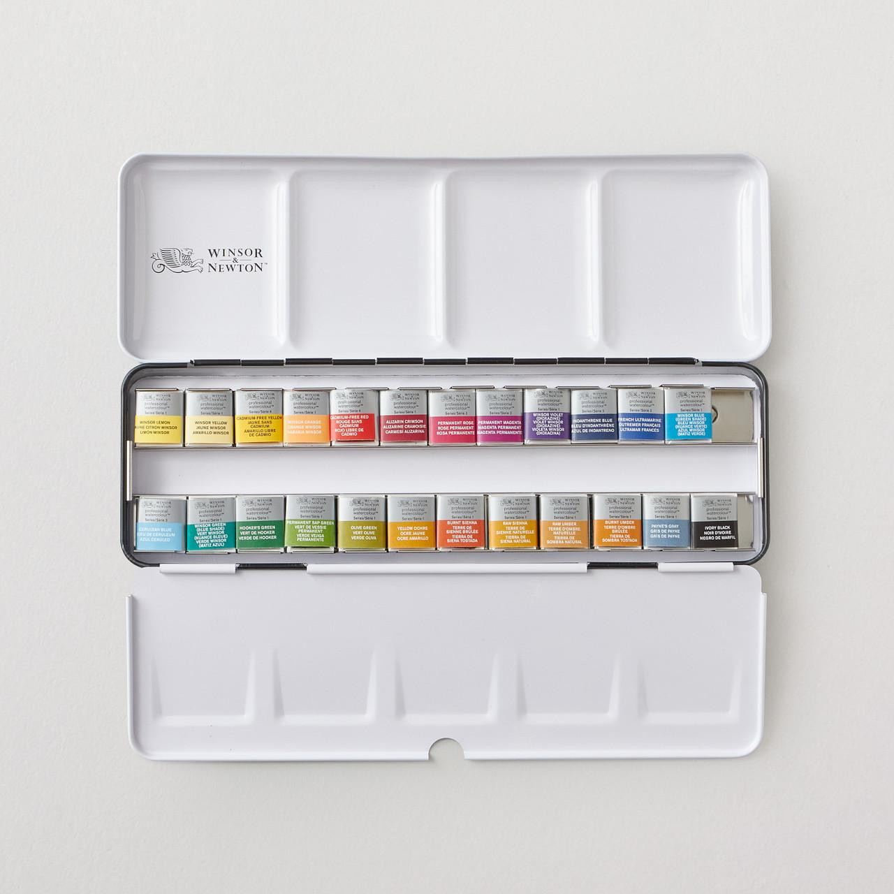 Winsor & Newton Watercolour Metal Box Set, 24 Half Pans