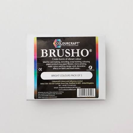 Brusho Bright Colours set of 5 pots: Scarlet, Emerald Green, Violet, Lemon and Cobalt Blue