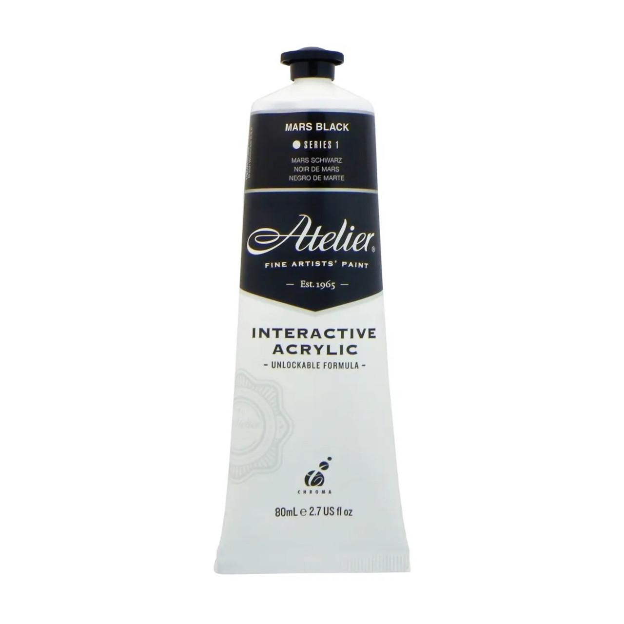Atelier Acrylic Paint 250ml – Mars Black, Interactive Formula