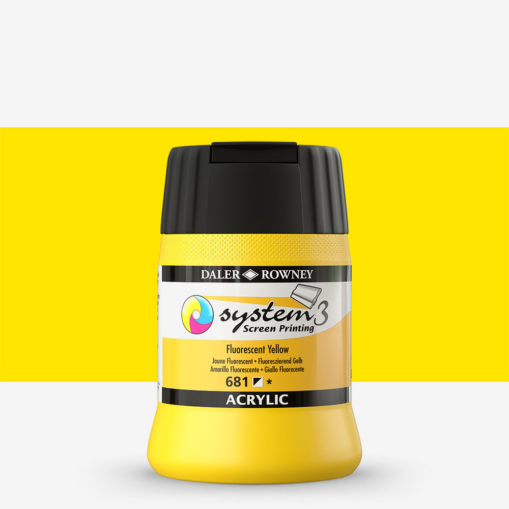 Daler Rowney 250ml Fluorescent Yellow Acrylic Ink, High Pigment