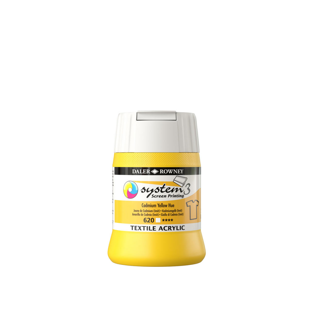 Daler Rowney 250ml Textile Screen Printing Acrylic – Cadmium Yellow Hue