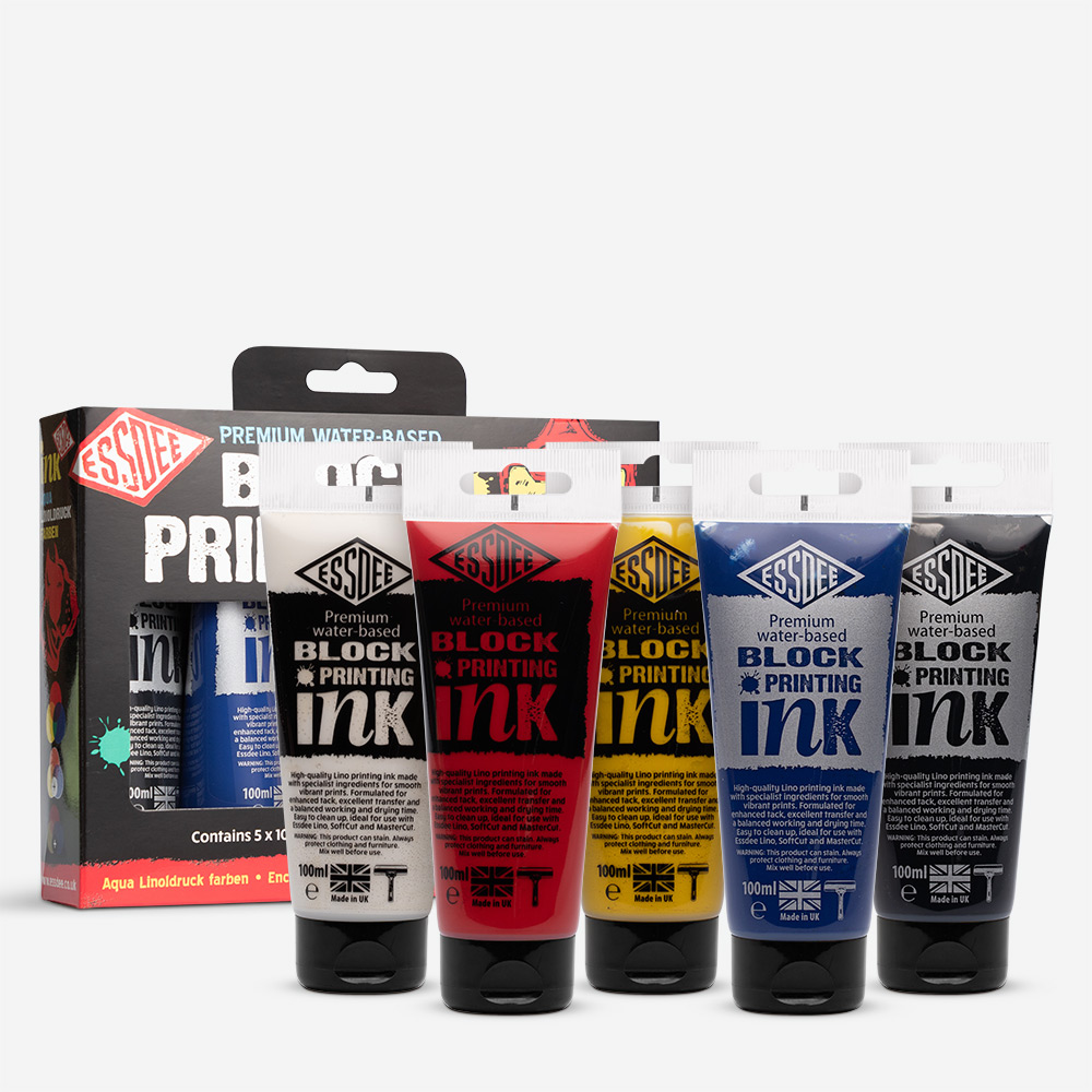 Essdee Premium Block Printing Ink Set – 5 x 100ml Water-Based