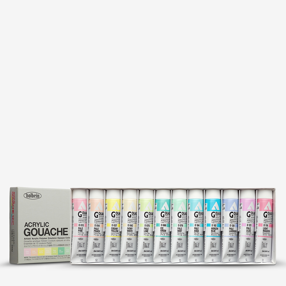 Holbein Acrylic Gouache Set 12 Pastel 20ml