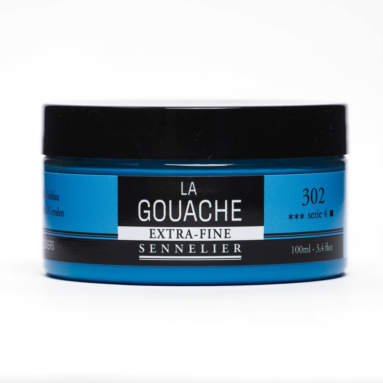 Sennelier Extra Fine Gouache 100ml – Cerulean Blue, Matte Finish