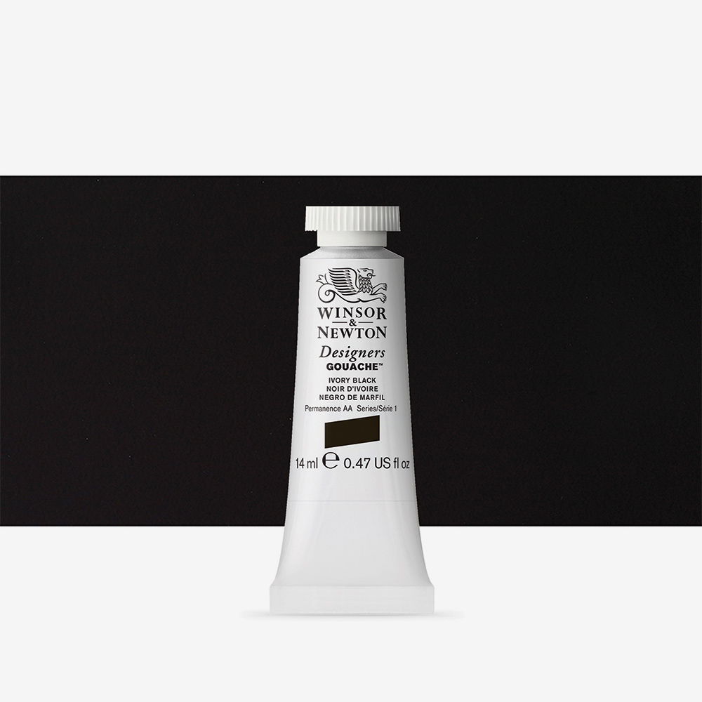 Winsor & Newton 14ml Black Opaque Gouache – Quick Drying
