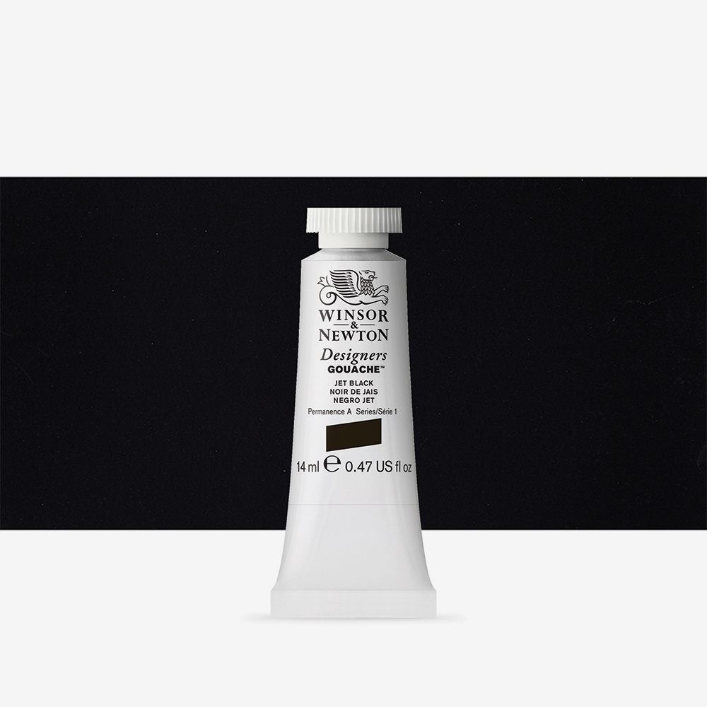 Winsor & Newton Gouache 14ml Jet Black – Cadmium-Free Matt Finish