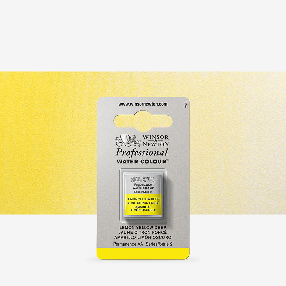 Winsor & Newton Lemon Yellow Deep Watercolour Half Pan, High Lightfastness